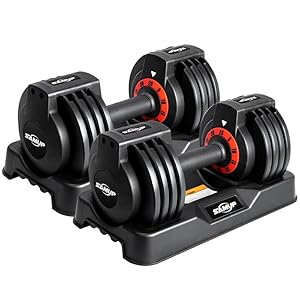 25/55 lbs Pair Adjustable Dumbbells Set, Adjustable Weights Dumbbells Set for Men and Women with Anti-Slip Fast Adjust Weight by Turning Handle,Black Dumbbell with Tray