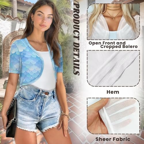 Image of Womens Short Sleeve Bolero Shrug Open Front Knit Cropped Cardigan Shoulder Cover for Dress Cute Casual Knit Cover Up