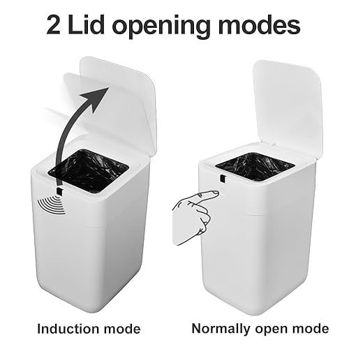 Miniatura 5 de Kroey Bote de basura inteligente de 4 galones con embalaje automático y bolsas de basura para cambio, tapa activada por sensor para el hogar,