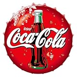 2But Decorative Bottle Caps Metal Tin Signs Cafe Beer Bar Decoration Plat 13.8' Inches Wall Art Plaque (cola red)