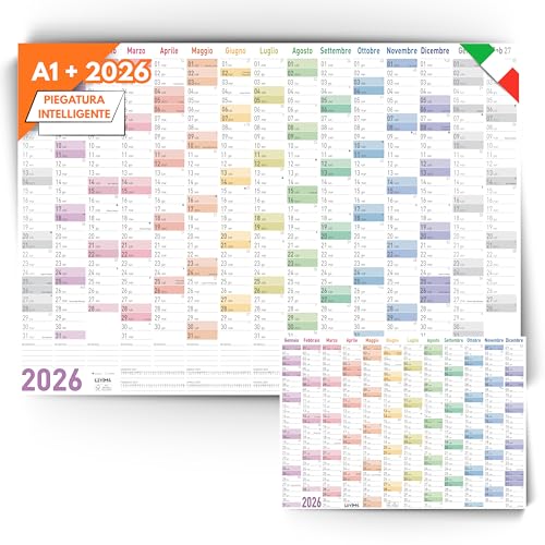 Calendario 2026 da Parete A1 XXL in Italiano 88x62 Cm