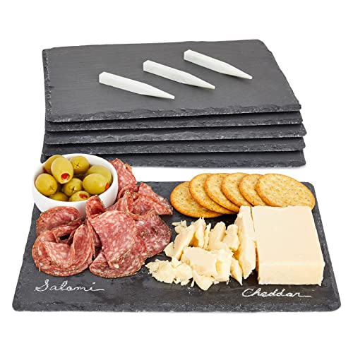 Juvale Set Of 6 Black Slate Charcuterie Boards With Chalk, Individual Stone Plates For Cheese, Meat, Appetizers (8 X 12 In) #TOP3