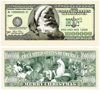 Santa One Million Dollar Bills - Estuche para relleno de calcetín (100 unidades)