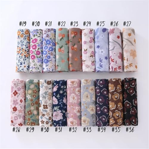 Square Flower Print Hijab Soft Headscarf Premium Cotton Voile Soft Handkerchief Scarf4
