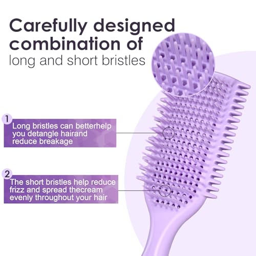 Image of Curl Defining & Detangling Brush - Dual-Vented Curly Hair Brush for Wet & Dry Hair with Flexible Bristles - Reduces Frizz & Smooths Knots - For All Hair Types & Users (Purple)