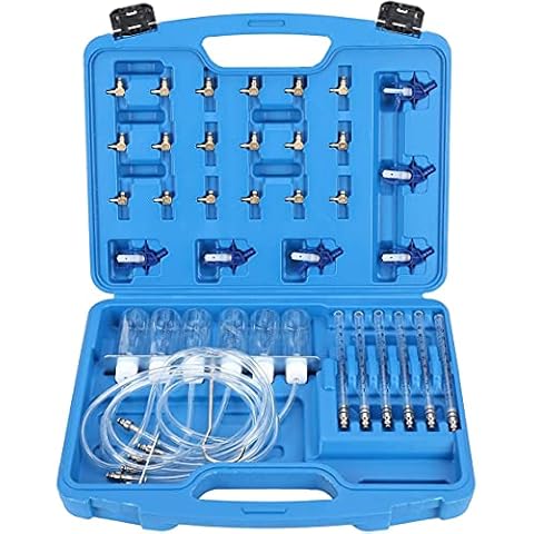 FreeTec Diesel Injector Flow Meter Common Rail With 24 Adapters Fuel Line Tester Kits Cover
