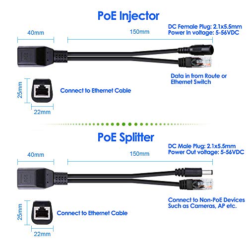 [Ul Listed] Icreatin 12V Power Over Ethernet Poe Injector And Poe Splitter Kit, Extension Power For 12 Volt 12 Watt Devices With 5.5X2.1 Mm Dc Jack #TOP4