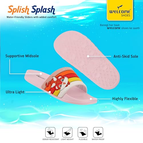 Image of WELCOME Unisex-Child Kids Flip-Flop Soft Comfortable Indoor & Outdoor Slippers Stylish Non-Slip Slide Home Casual Chappals For Boys & Girls