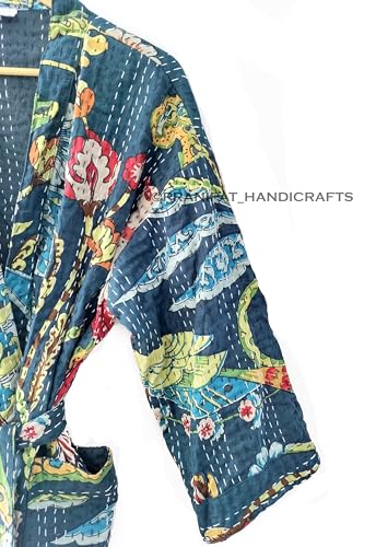 Pranipat Handicrafts Royal Blue Kantha Jacket: Your Go-To Ethnic Layering Piece in Comfortable Cotton - Image 5