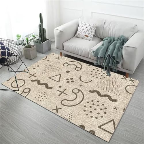 Tapis de salon géométrique beige 200x250cm antidérapant - 2