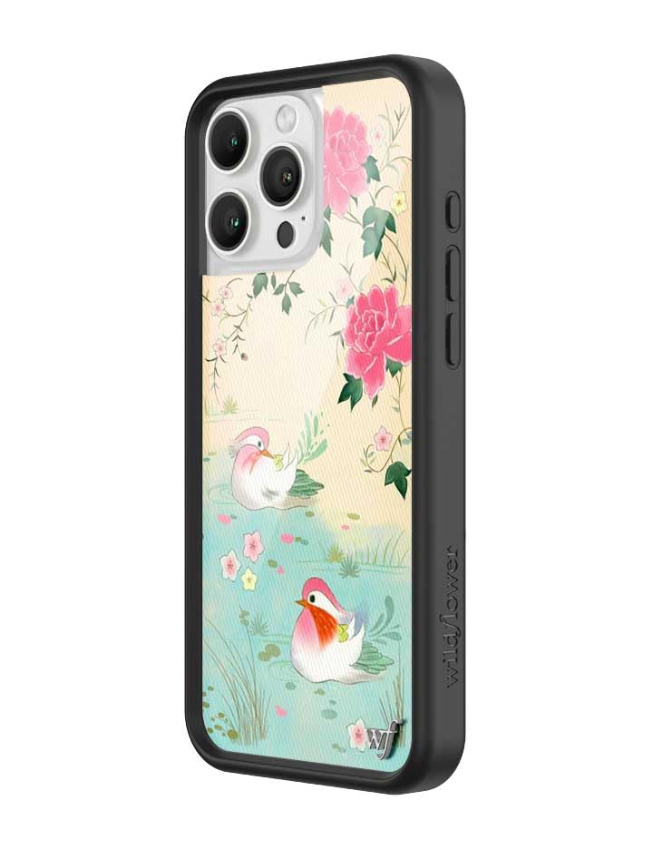 Image of Wildflower Cases - Compatible with iPhone 16 Pro Max | Protective Black Bumper, 6.5ft Drop Test Certified, Women Owned Small Business | Floral Birds Pretty Aesthetic | Lovers Lagoon