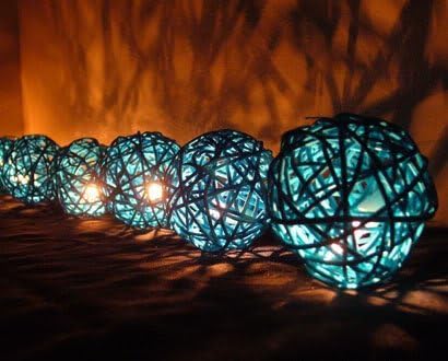 Blue Rattan Ball Patio Party String Lights (20/set)