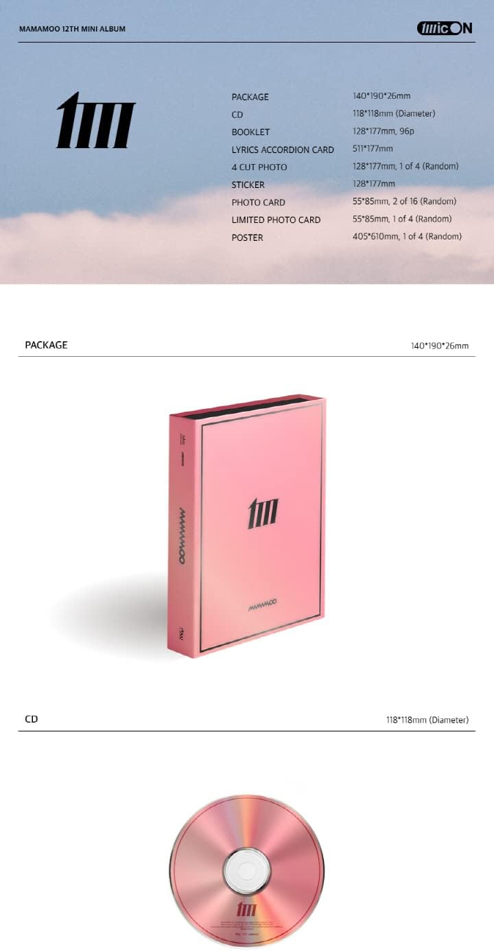 MAMAMOO MIC ON 12th Mini Album MAIN Version CD+Poster+Booklet+Lyrics accordion card+4 Cut photo+Sticker+Photocard+Tracking