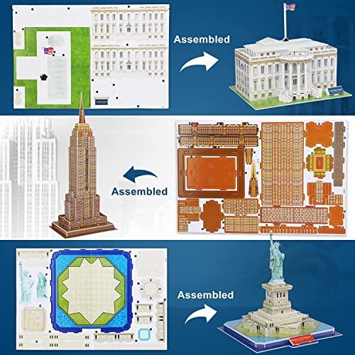 Toy Life 3D Puzzles For Adults And Kids Us - Architectural Puzzles For Adults And Kids 3D Puzzle - New York Puzzle Statue Of Liberty The White House Empire State Building For Kids Ages 4-6-8-10-12-14 #TOP3