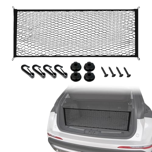Filet de coffre de voiture double couche à haute élasticité, élastique avec crochets modèle universel, idéal comme filet de stockage pour coffre de...