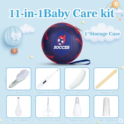 Little Angel Baby Healthcare and Grooming Kit, Safety Newborn Nursery Care Set, with Hair Brush Comb, Nail Clipper, Nasal Aspirator for Newborn Infant Baby Girls Boys - Thumbnail 2