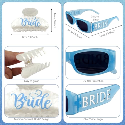 Bride Gifts Set – Bride Head Scarf Bandana, Sash, Sunglasses & Claw Clip, Bachelorette Accessories for Bachelorette Party, Wedding Decor, Bridesmaid Gifts3