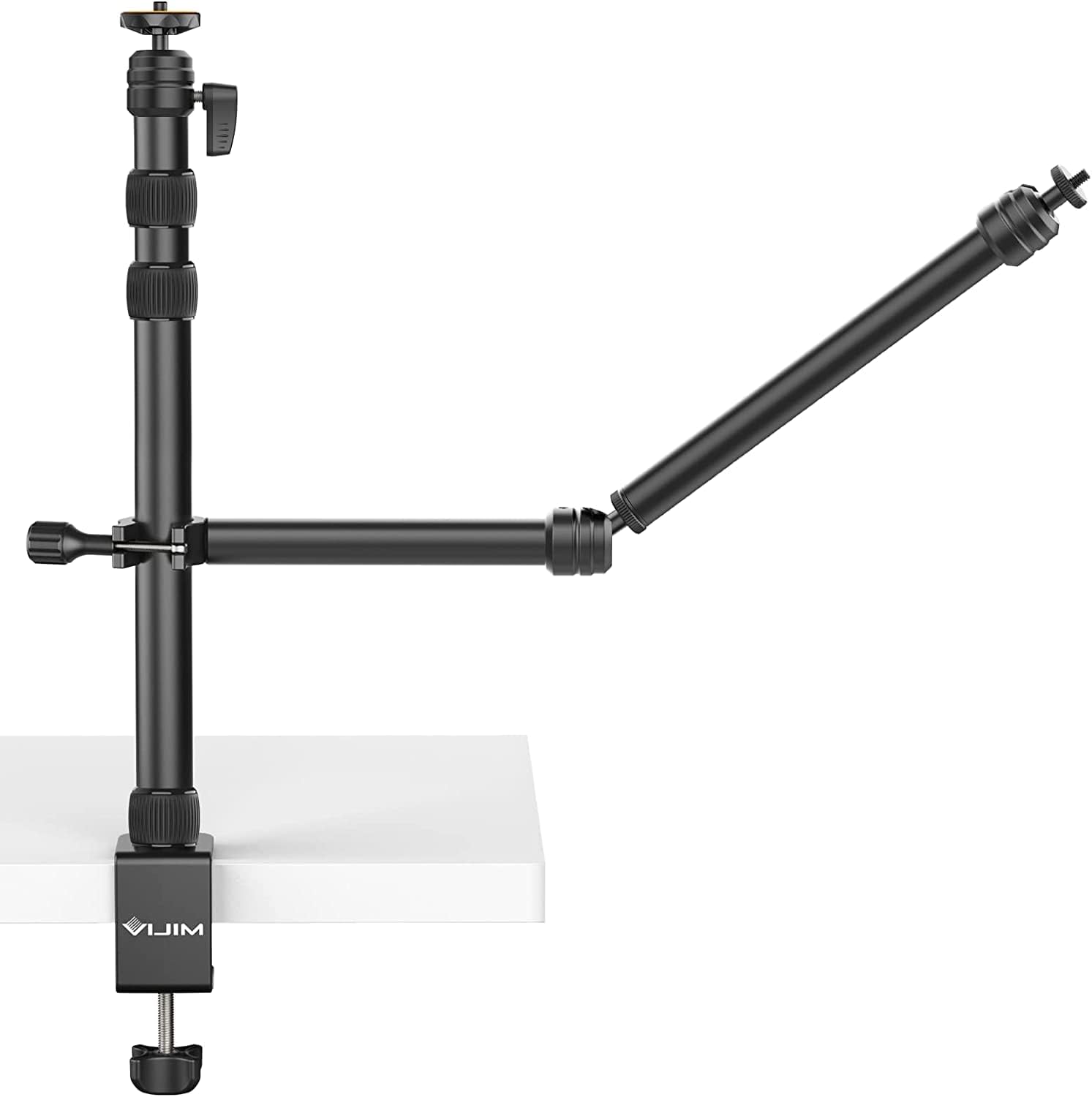Vijim Ls11 Camera Mount Desk Stand With Auxiliary Holding Arm, Flexible Overhead Mount, Webcam Table C-Clamp Multi For Photography Videography Live Stream