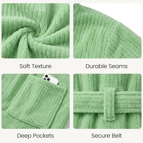 Image of PJGGZ Men's Bathrobes with Hood, Soft Long Towel Robe for Men - Super Absorbent Quick Dry yet Warm