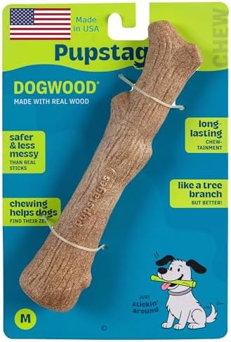 Pupstages Dogwood Dog Chew Toy, Made in the USA – Real-Wood Blend...