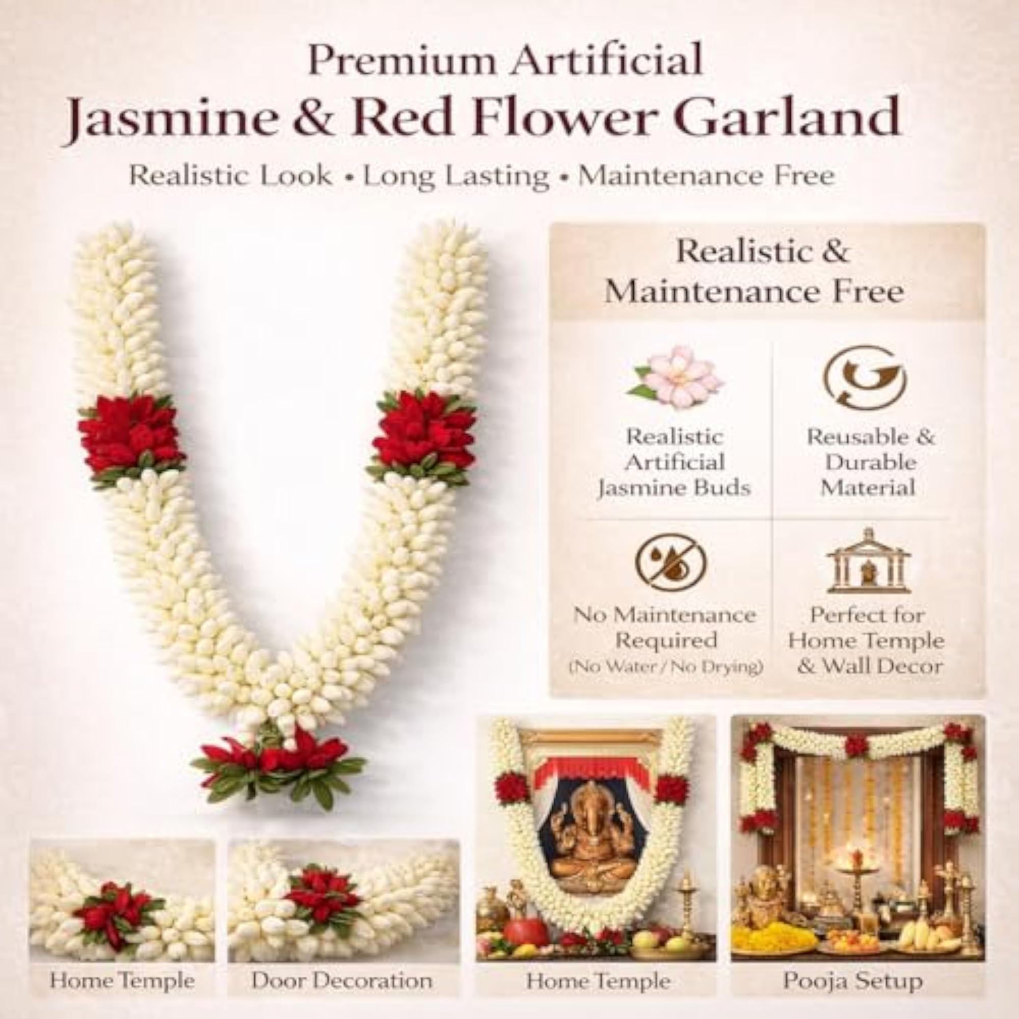 Artificial Flower Garland for Pooja Decoration