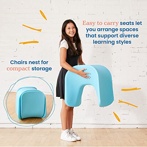Image of ECR4Kids Wave Seat Perch Stool, 18in - 19.6in Seat Height, Flexible Seating, Cyan