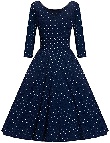 Image of GownTown Women's 1950s Vintage Dresses Short Sleeves Cocktail Stretchy Party Dresses with Pocket