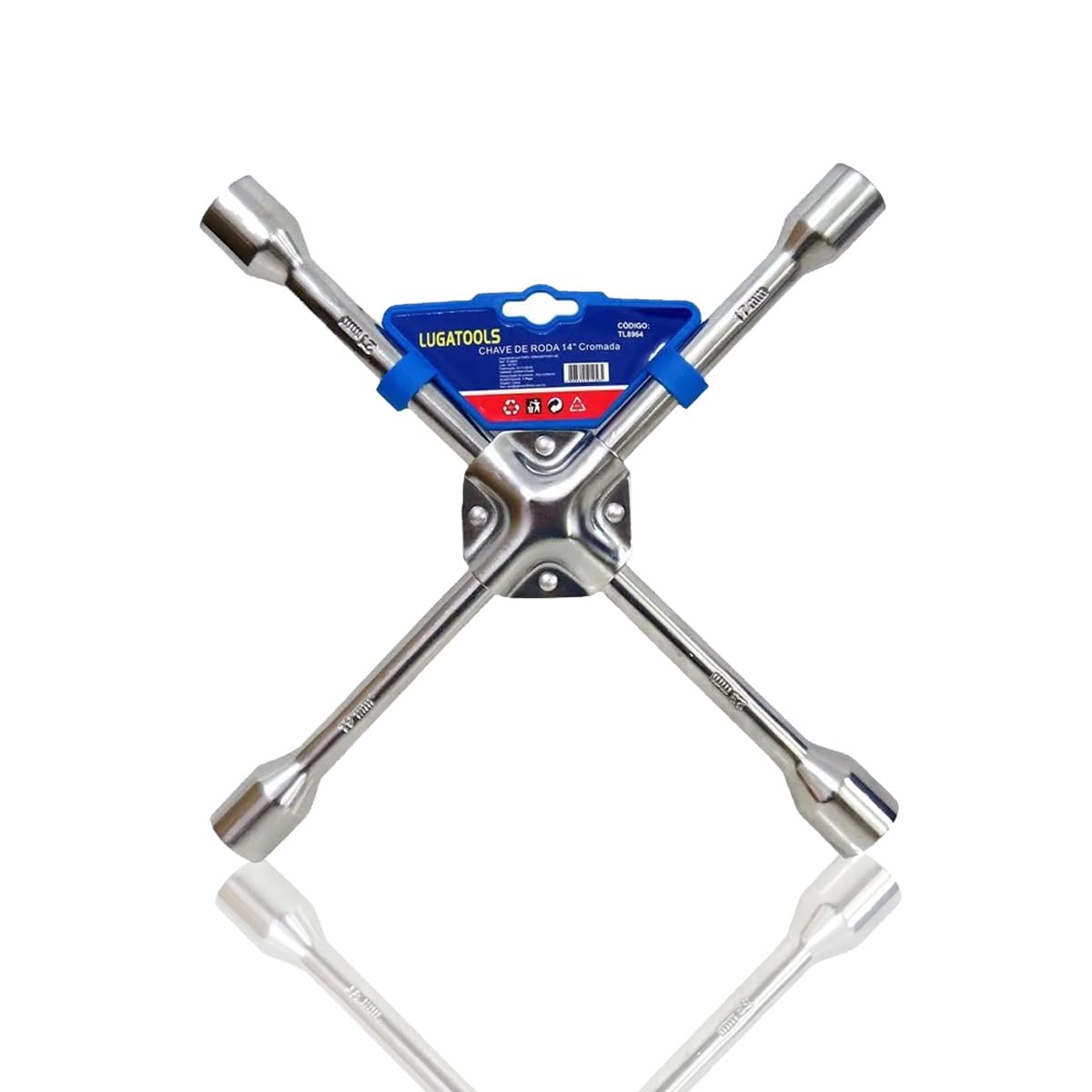 [FULLAMAZON] Chave De Roda Cruz 4 Bocas 14 Pol 17x19x21x23mm Cromada