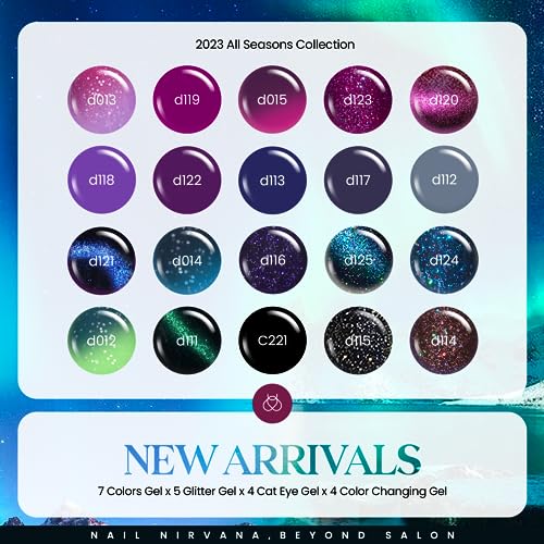 Image of Beetles Cat Eye Gel Polish Set - 24Pcs 20 Colors Glitter Dark Color Changing Gel Nail Polish Kit with Base Gel Glossy Matte Top Coat Soak off UV DIY Nail Art Salon Ombre Black Nails Gift