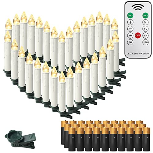 XMTECH 30 Stück LED Kerzen LED Lichterkette Kabellos Warmweiß...