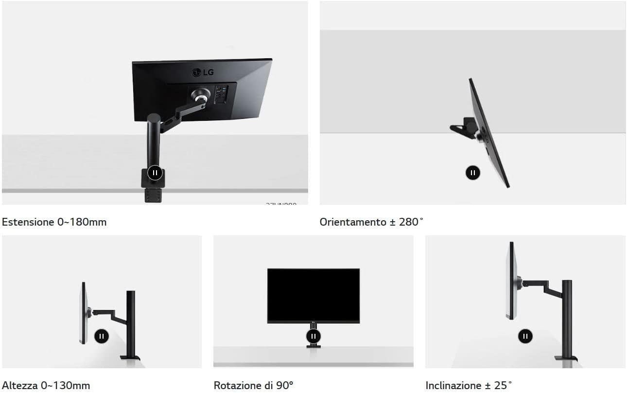 LG 27UN880P ERGO Monitor 27 UltraHD 4K LED IPS HDR 400, 3840x2160, 5ms, AMD FreeSync 60Hz, Flicker Safe, Nero LG 27UN880P ERGO Monitor 27 UltraHD 4K LED IPS HDR 400, 3840x2160, 5ms, AMD FreeSync 60Hz, Flicker Safe, Nero