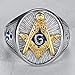 Jude Jewelers Stainless Steel Blue Gold Two Tone Masonic Master Mason Ring (Silver, 9)