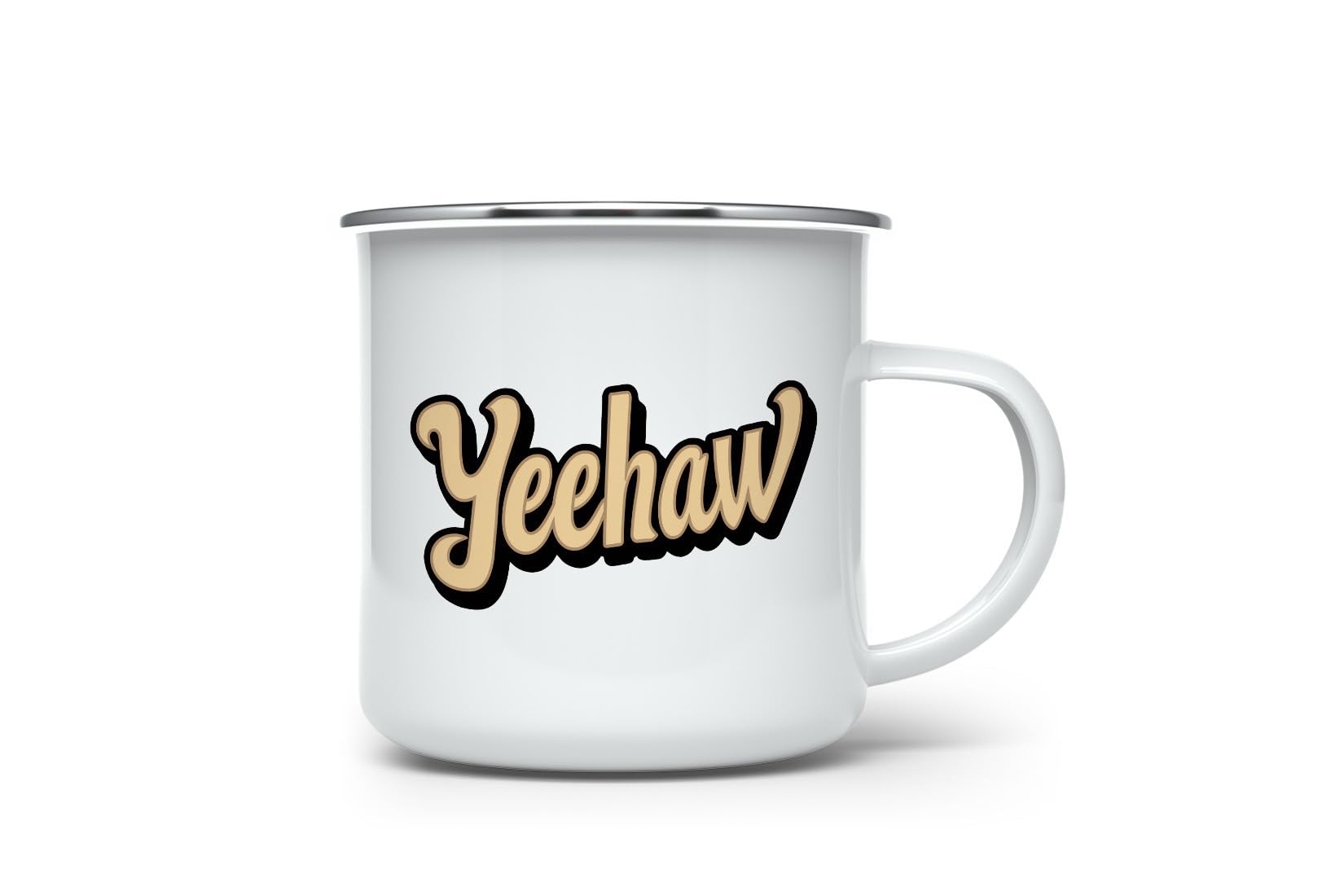 MAXIKIWI - Durable Enamel Coffee or Tea Camping Mug for Indoor Outdoor Use - Western Cowboy - 350ml