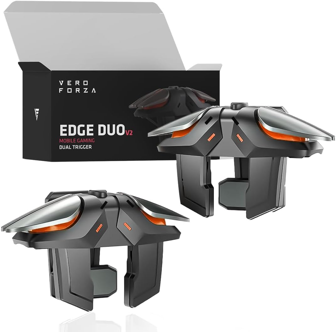 Vero Forza EdgeDuo ProV2 Smart Mobile Game Controller Trigger,Mobile Game Accessories 6 Finger Trigger Sensitive Shoot Target Buttons Smartphone Game Controller Gamepad for PUBG/Survival Rules/Knives