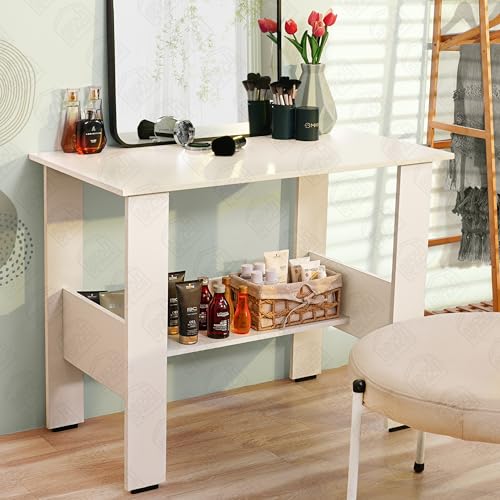 Image of About Space Study Table | Multipurpose Office Desk | Tables for Students & Adults | Engineered Wood Drawing Table | Table with Storage| Computer Table | Writing Table - (L90 x B50 x H78.5 cm - White)
