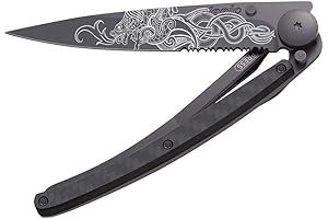 Deejo Pocket Knife: Viking Dragon - Carbon Fiber, Black Titanium