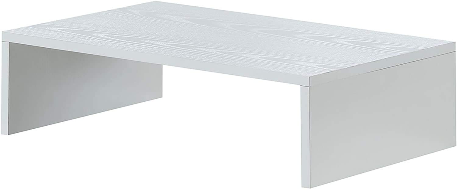 Convenience Concepts Designs2Go Small 23.75", 26" Contemporary TV or Computer Riser for Living Room, Modern Office, Den, White