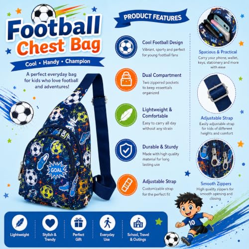 Image of Asera Chest Bags for Kids Lightweight Adjustable Straps, Multiple Pockets - Perfect for School, Travel, and Outdoor Adventures