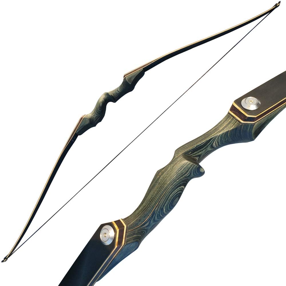 Takedown Arc Classique 60'' Arc Recourbé de Takedown tir à l'arc 30lbs 35lbs 40lbs Tir à l'arc Chasse en Bois Arc à Long Arche Adulte