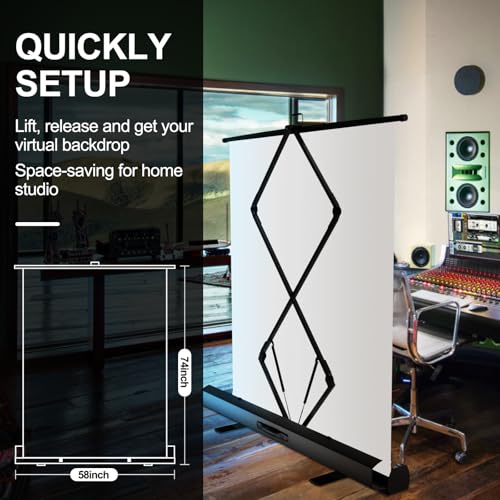 Image of EMART 58x74in Collapsible White Screen Backdrop Portable Chroma Key Panel