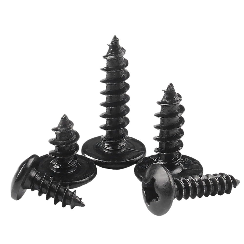 BTYQKZVPM Pan Head Self Tapping Screws, Self Tapping Screws Black Carbon Steel Phillips Truss(16MM,M4 50PC)