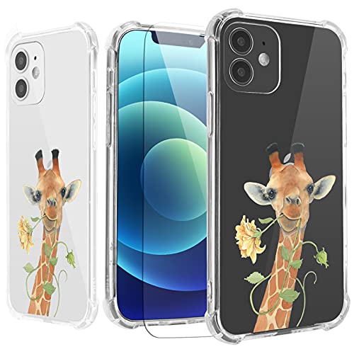 Cute Giraffe Case for iPhone 11 with Screen Protector,for iPhone 11 Case Garden,Floral Design TPU [Shock Absorbing] Soft Bumper Protective Case Cover for iPhone 11 6.1 inch- Giraffes