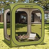 EAST OAK Screen House Tent Pop-Up, Portable Screen Room Canopy Instant Screen Tent 6 x 6 FT with Carry Bag for Patio, Backyard, Deck & Outdoor Activities, Dark Green