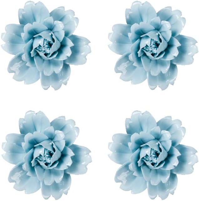 Insiswiner Ceramic Flowers Wall Decor Home Hanging 3D Wall Art Decoration for Living Room Bedroom Pink Peony (4 Pack)