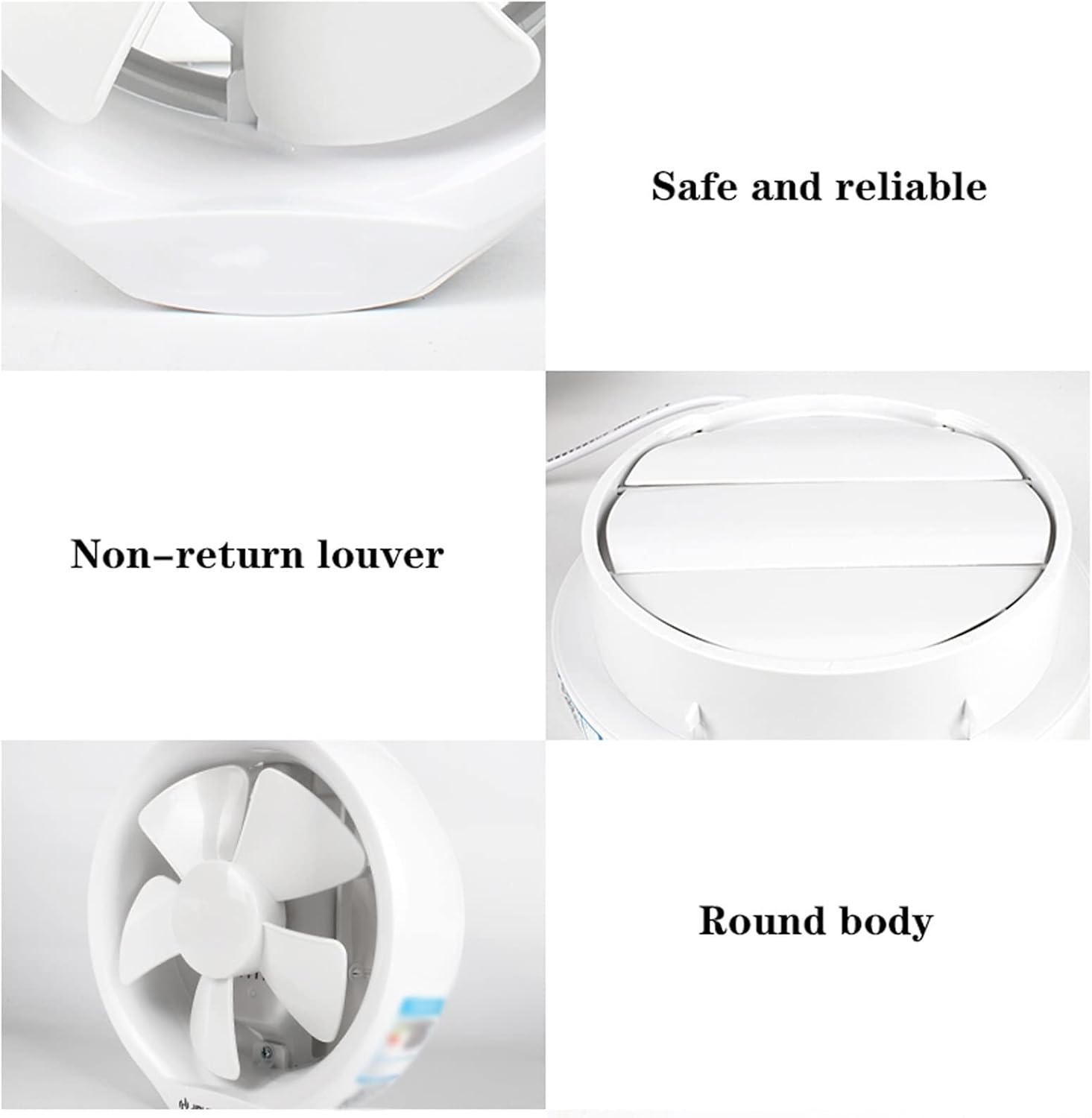Portable Kitchen Exhaust Fan Round Exhaust Fan 6" 8" Household Glass Window Type Ventilation Fan with Non-Return Louver Low Noise Easy to Install 24W 195CFM Wall Vent (Color : 6 inch) (8 Inch)