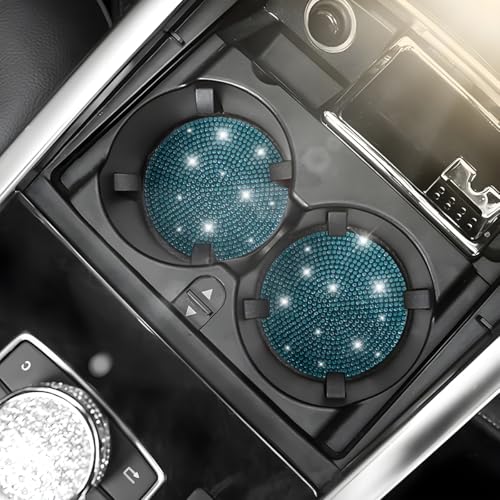 Image of Osilly Bling Car Cup Holder Coaster, Crystal Rhinestone Anti-Slip Insert Coasters, Universal 2.75 Inch Fashion Automotive Cup Mat, Car Interior Accessories Decor Gifts for Women (Light Blue, 4PCS)