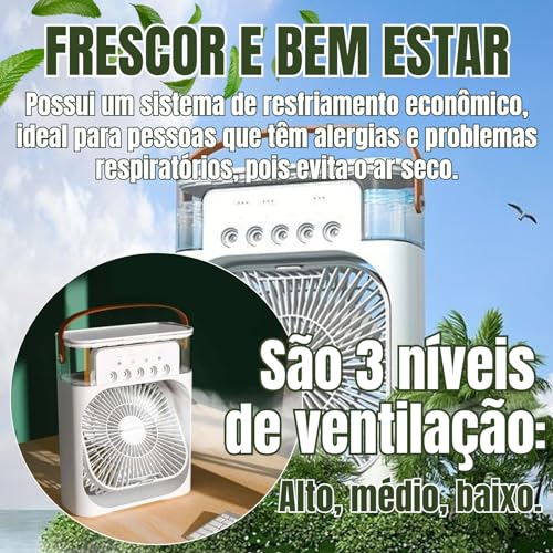 Mini Ar Condicionado Climatizador De Ar Ventilador De Mesa Portátil Água Gelo Frio Usb Led PREMIUM (