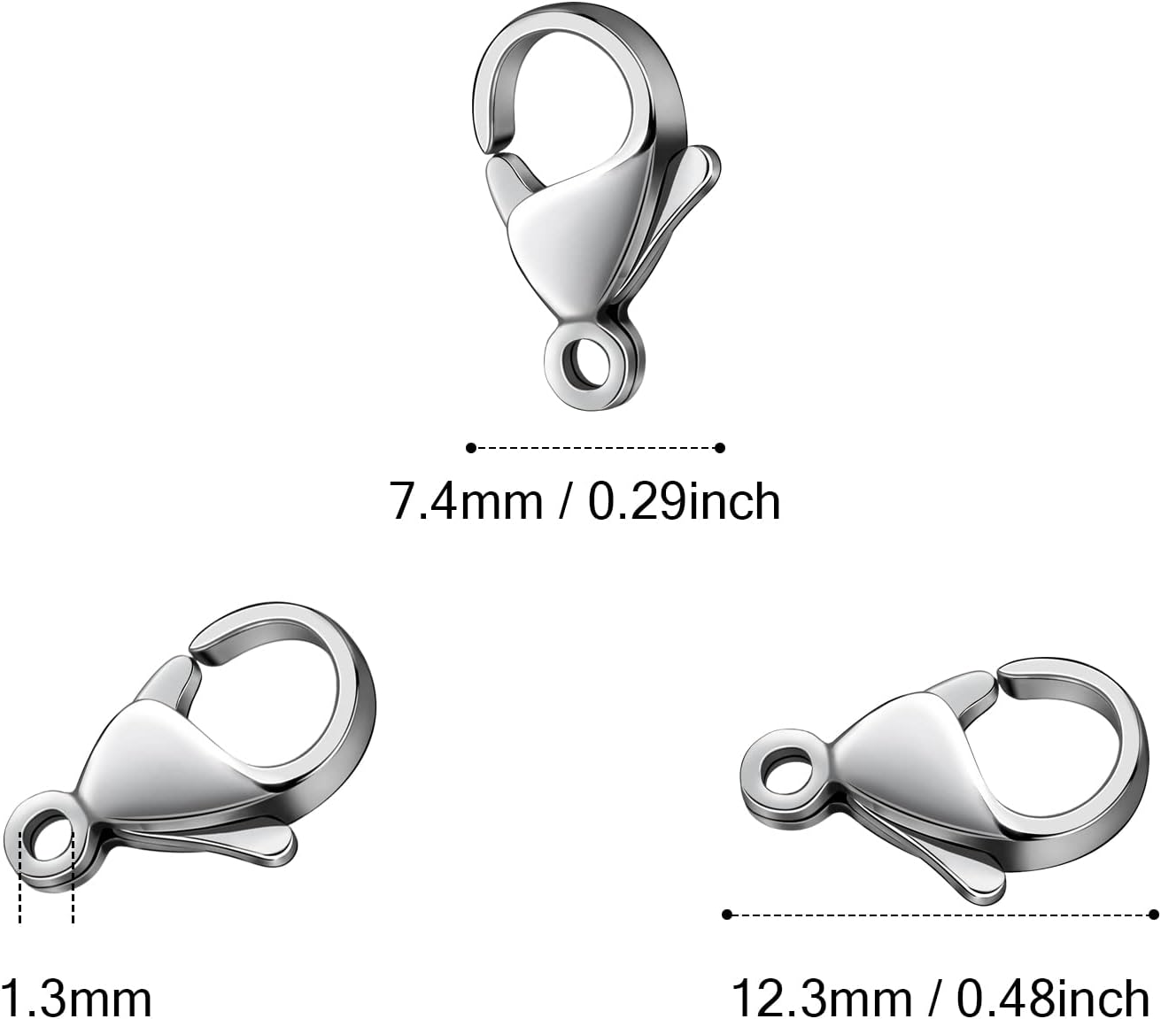 120PCS 12MM Lobster Clasps 304 Stainless Steel Lobster Claw Clasps Bulk for Necklace Bracelet Jewelry Making - Image 2