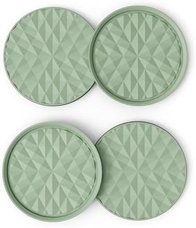 Silicone Coasters for Drinks[4 Pack]- Cup Mat for Tabletop Protection-Non-Slip, Non-Stick, Coffee Table Decor, Great Gift for Any Occasion, Sage Green