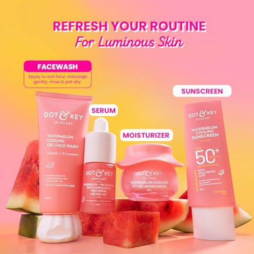 Image of Dot & Key Watermelon Cooling Gel Face Wash With Vitamin C & Cucumber | Face Wash For Glowing Skin|Oil Free |Removes Excess Oil & Dirt | For Combination & Oily Skin| For Women & Men|175Ml